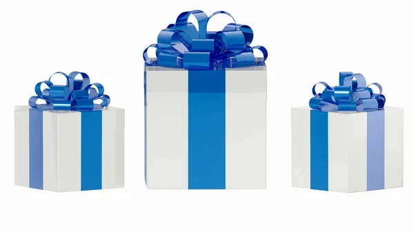 Vierkante Kartonnen Geschenkdoos Met Lint — Stockfoto