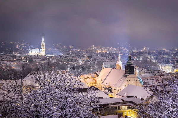 Impressão Inverno Cidade Graz Áustria Com Muita Neve — Fotografia de Stock