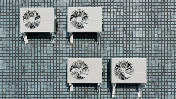 Aire Acondicionado Blanco Con Soporte Tornillos Pared — Foto de Stock