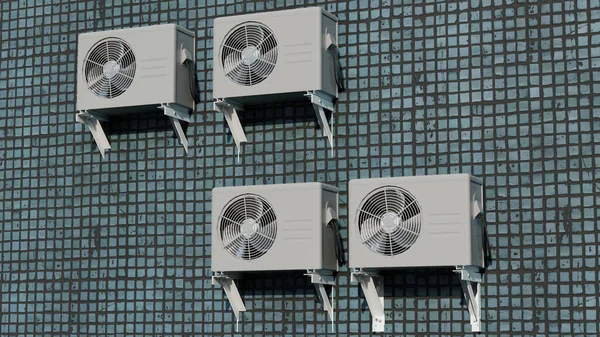 Aire Acondicionado Blanco Con Soporte Tornillos Pared —  Fotos de Stock