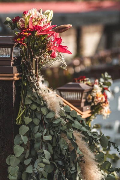 outdoor flower arrangement for civil wedding
