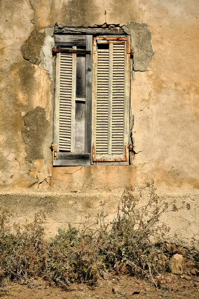 Una Ventana Antigua Casa Pueblo Costero Girolata — Foto de Stock