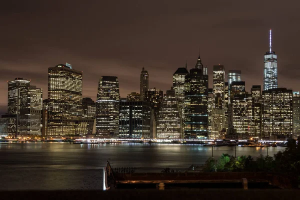 Vue Lower Manhattan Bâtiment World Trade One Pont Brooklyn Environnant — Photo