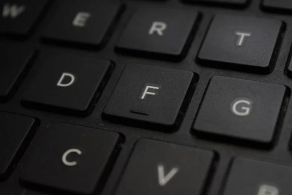 Close Teclado Preto Letras — Fotografia de Stock