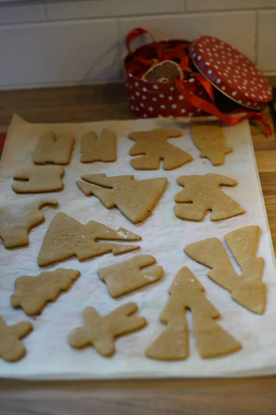 Una Vista Del Proceso Elaboración Deliciosas Galletas Jengibre — Foto de Stock