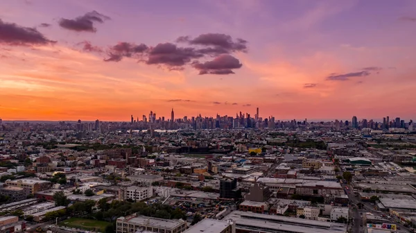 Vue Aérienne Une Belle Ville Avec Bâtiments Denses Gratte Ciel — Photo