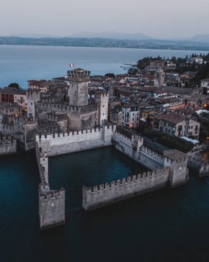 An aerial view of Sirmione comune in Italy clipart