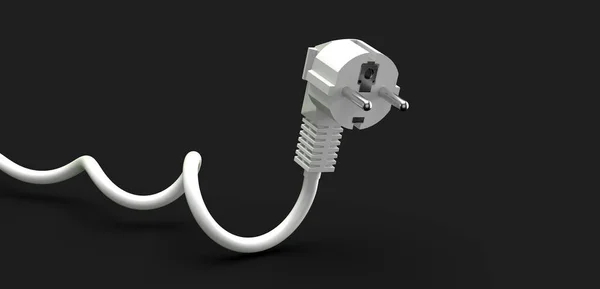 Egy Fehér Power Plug Kábel Elszigetelt Fekete Alapon — Stock Fotó