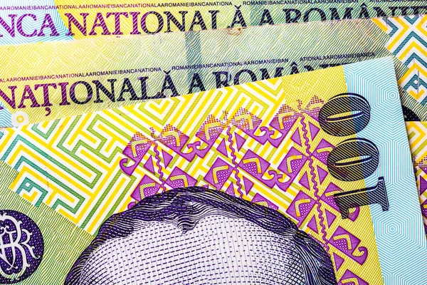 Деталі Румунських Банкнот Lei Концепція Світових Грошей Інфляція Економія — стокове фото