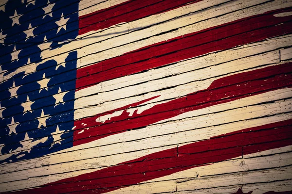 Die Usa Flagge Auf Einer Holzoberfläche — Stockfoto