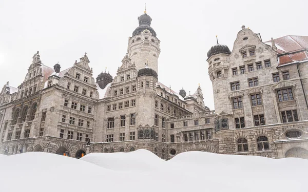 Una Hermosa Toma Del Nuevo Ayuntamiento Invierno Leipzig Alemania — Foto de Stock