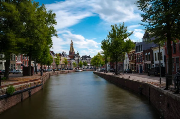 Amsterdam Daki Binaların Nehrin Güzel Manzarası — Stok fotoğraf