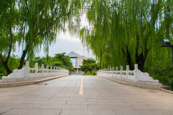 木々に囲まれた歩道の景色 中国北京市釣魚台国賓館 — ストック写真