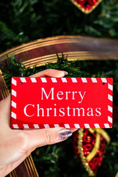 Una Mujer Sosteniendo Sus Manos Ornamento Decorativo Navidad —  Fotos de Stock