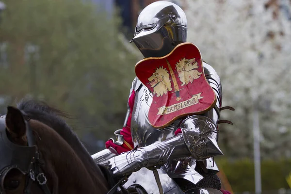 Birtsall イギリス 2017年6月1日 イギリス バーストールの赤い盾を持つ馬の背中の騎士 — ストック写真