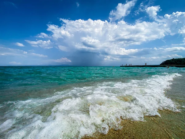 Een Betoverend Shot Van Egeïsche Zee Onder Bewolkte Lucht Griekenland — Stockfoto