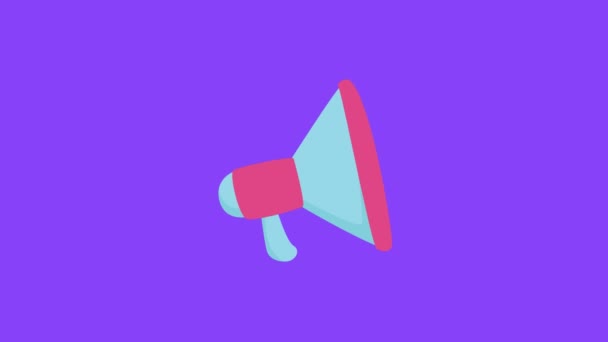 Megaphone Flat Color Icon Purple Background — Stock Video