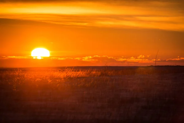 Orizzonte Mozzafiato All Alba Arancione Nel Wyoming Orientale Stati Uniti — Foto Stock