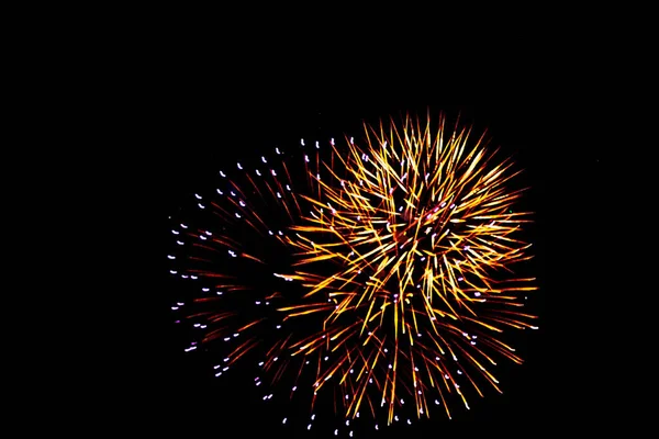 Fascinante Disparo Fuegos Artificiales Colores Oscuro Skie — Foto de Stock