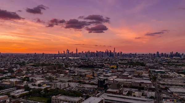 Vue Aérienne Une Belle Ville Avec Bâtiments Denses Gratte Ciel — Photo