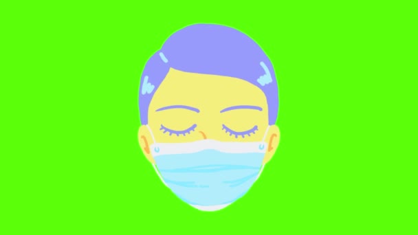 Animation Dessin Animé Lumineux Visage Avec Masque — Video