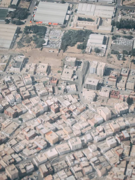 Der Blick Auf Die Stadthäuser Aus Dem Flugzeug — Stockfoto