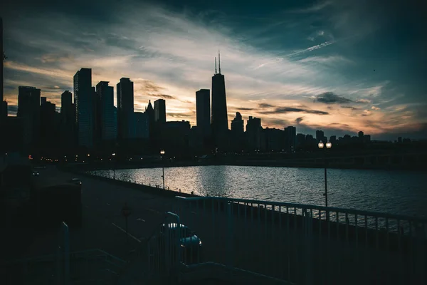 Krásný Západ Slunce Chicagu Usa — Stock fotografie