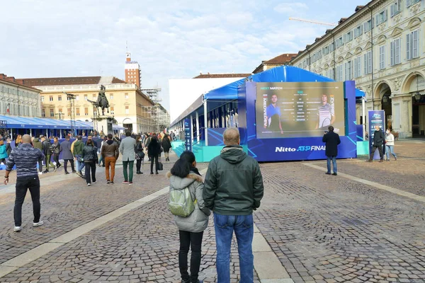 Turín Italia Nov 2021 Pueblo Fan Plaza Principal Del Evento —  Fotos de Stock