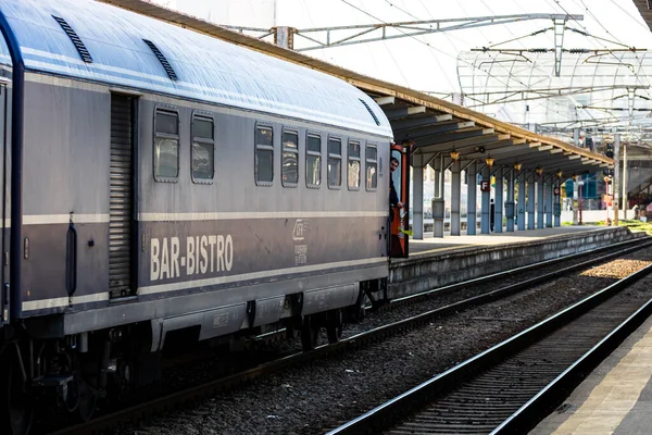 Bucharest Románia December 2021 Mozgásban Vonat Vagy Peronon North Railway — Stock Fotó