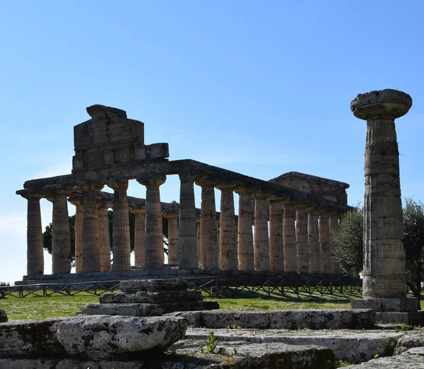 Archeologický Park Paestum Itálii Během Dne — Stock fotografie
