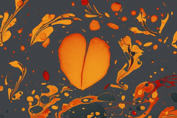 Een Abstract Olieverf Met Oranje Gele Vlekken — Stockfoto