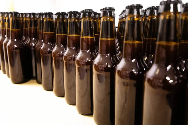 Gruppo Bottiglie Birra Vetro — Foto Stock