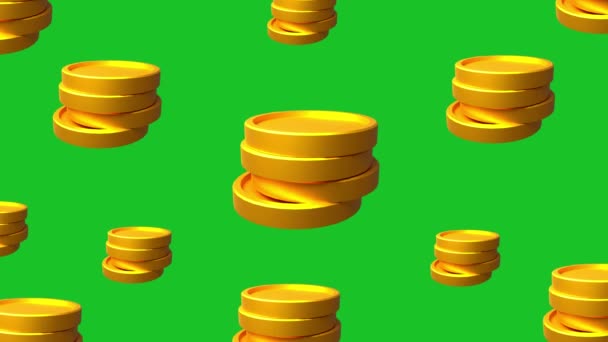 Stacked Coins Green Screen Animation Vfx — Stock Video