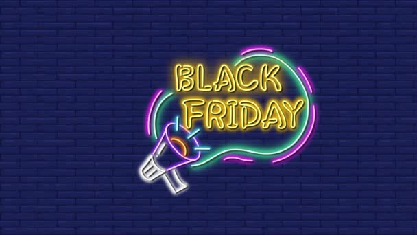Neon Black Friday Banner Animação Filmagem Para Vfx Fundo — Vídeo de Stock