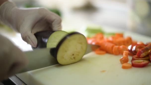 Chef Cutting Vegetables Table — Wideo stockowe