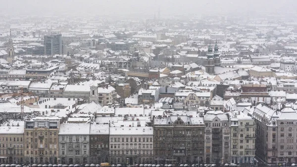 Ein Verschneiter Wintertag Budapest Ungarn — Stockfoto