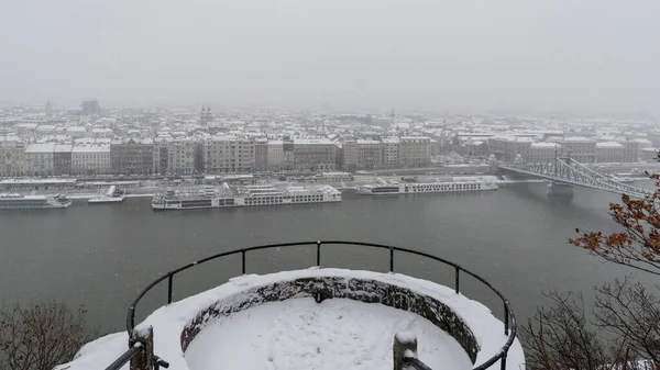 Snowy Winter Day Budapest Hungary — Stock Photo, Image