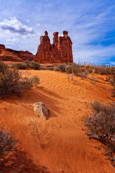 Three Gossips One Statuesque Formations Arches National Park Moab Utah — 图库照片
