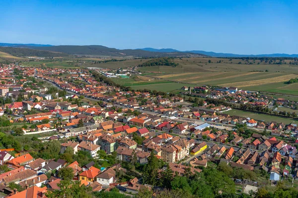 Centre Ville Avec Des Bâtiments Des Rues Végétation Rupea Roumanie — Photo