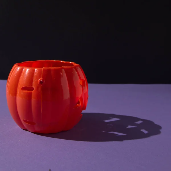 Pumpkin Halloween Shadow Purple Background — 图库照片