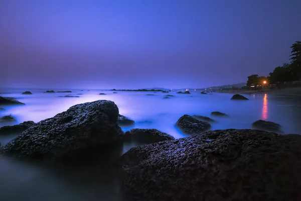 Dieses Langzeitbelichtungsbild Aufgenommen Strand Von Laka Dem Schönsten Strand Der — Stockfoto