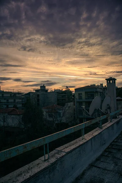 Вертикальный Снимок Улицы Закате Афины Греция — стоковое фото