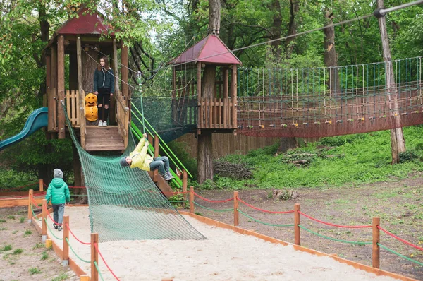 Poznan Poland May 2019 Children Playing Playground Poznan City Poland — Stockfoto