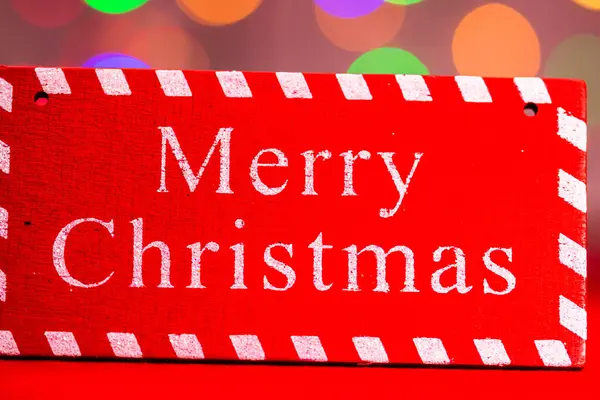 Eine Nahaufnahme Einer Roten Weihnachtskarte Mit Dem Text Frohe Weihnachten — Stockfoto