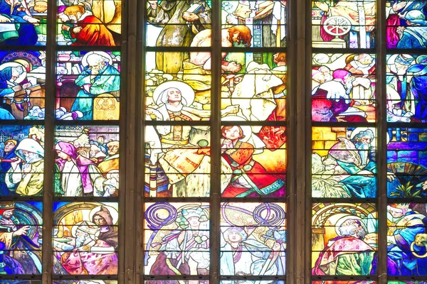 Closeup Shot Stained Glass Windows Church — 图库照片