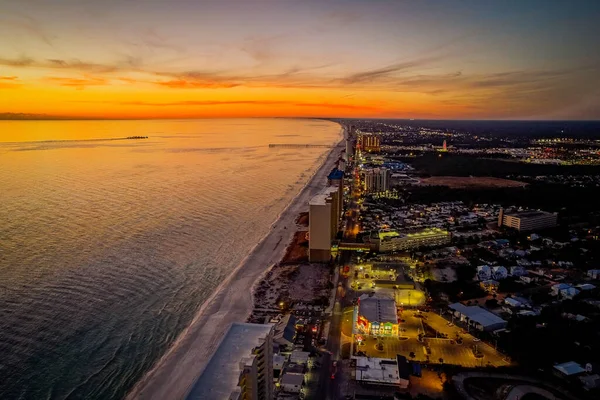 Aerial View Cityscape Sea Sunset — Stock Photo, Image