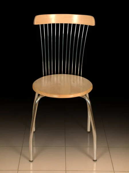 黒い背景に木製の椅子の垂直ショット — ストック写真