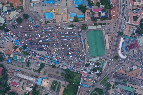 Een Antenne Opname Van Stad Van Accra Busstation Ghana — Stockfoto