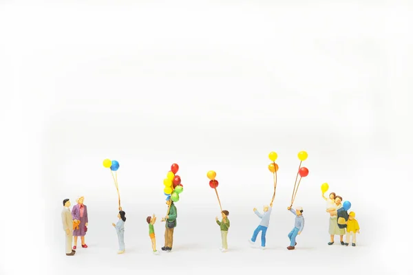 Miniature Balloon Seller Happy Children White Background — Stockfoto