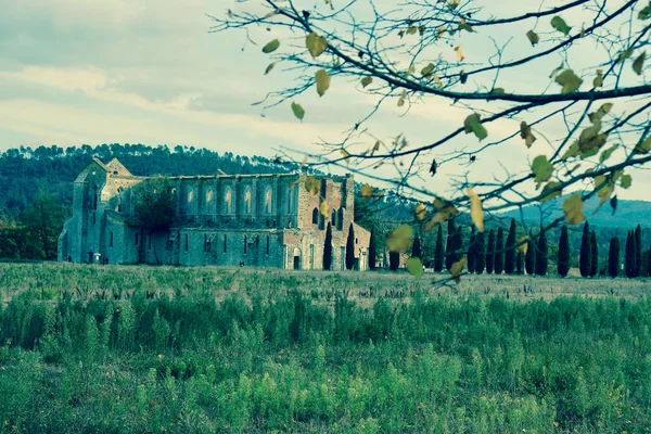 Het Uitzicht Abdij Van San Galgano Siena Regio Toscane Italië — Stockfoto